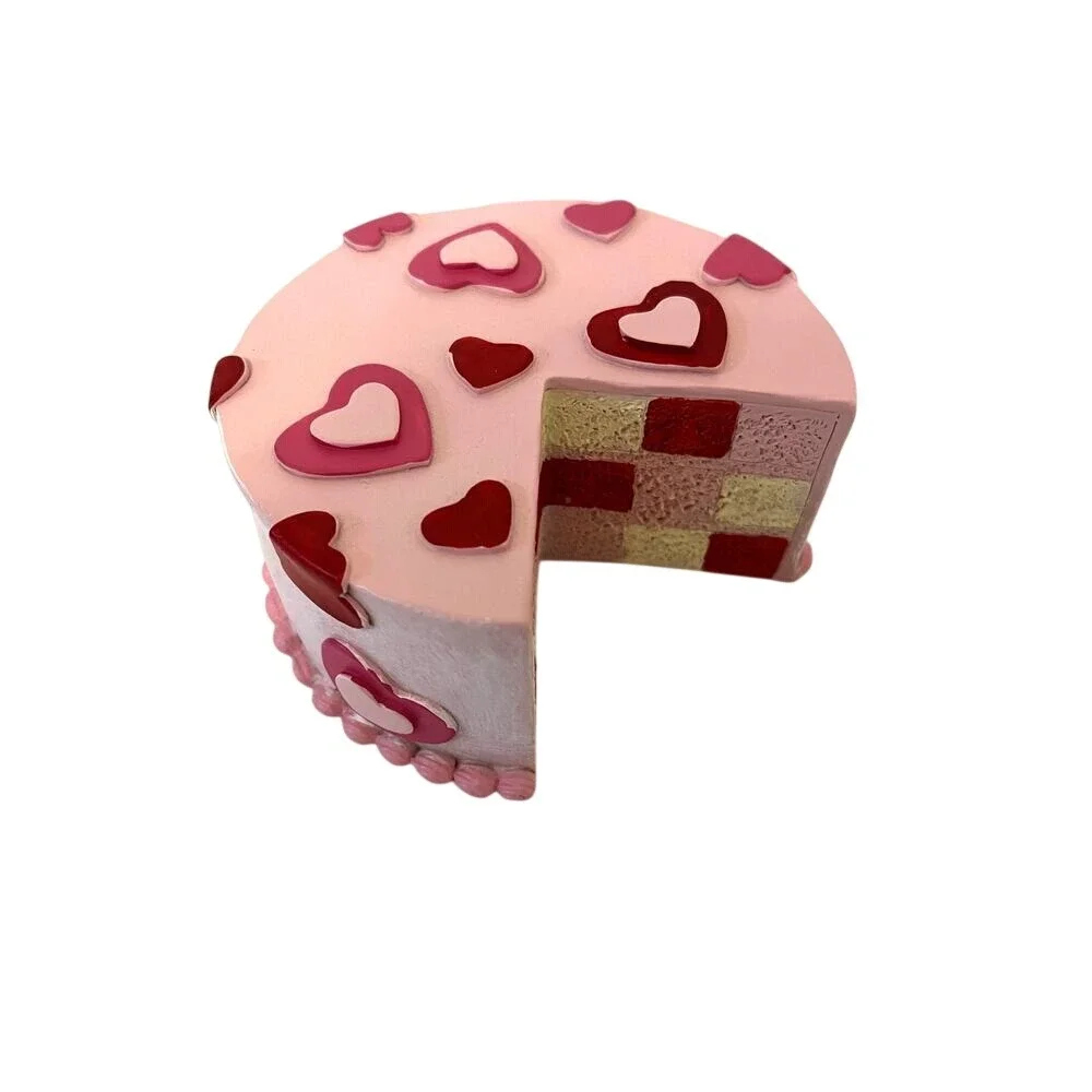 Valentine's Heart Cake Slice Sculpture‎ Table Decor Valentine Decor Set of 2 NEW